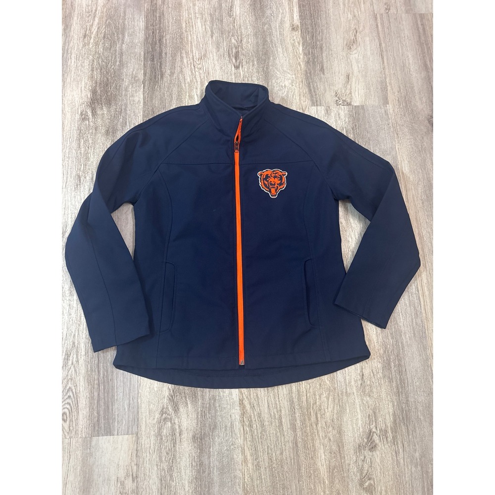 NFL Team Apparel Chicago Bears Womens Navy Blue Softshell Zip Jacket‎ Large